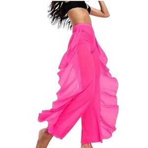 HEAT Swimwear Hot Neon Pink Mermaid Ruffle Sheer Mesh Pants